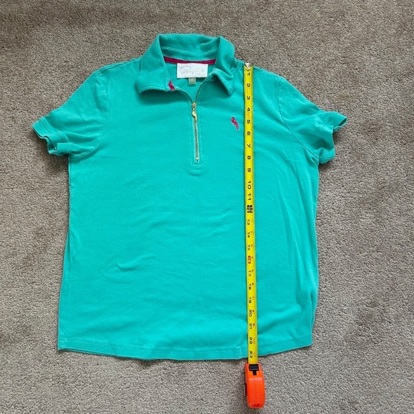 Capagallo golf shirt quarter zip turquoise size M short sleeve polo t-shirt - Picture 7 of 9